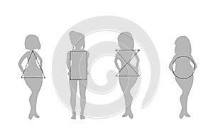 Silhouettes of women by type of figure. vector illustration.