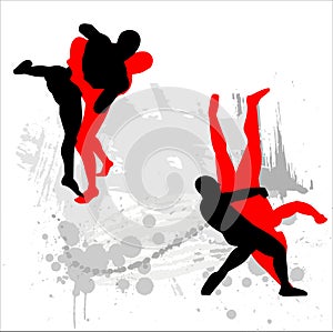 Silhouettes of wrestlers
