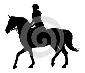 Silhoutte of horse gait and jockey, equestrian sports. Vector illustration