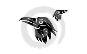 silhuette Black crow icon vector