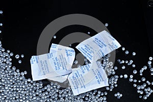 Silica gel isolated on black background