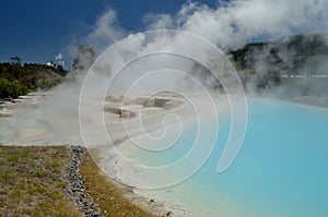 Silica terraces and a geyser