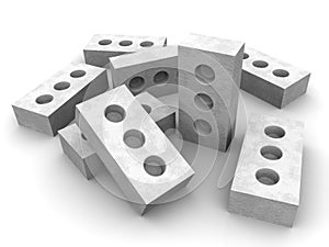 Silicate bricks on a white surface
