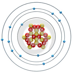 Silicium atom on white background