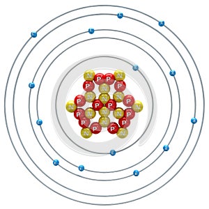 Silicium atom on a white background photo