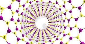 Silicon carbide nanotube on white background