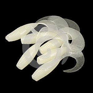 Silicon Fishing Baits (Twisters) on Black Background