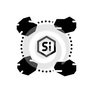 Black solid icon for Silicon, silicium and atomic photo