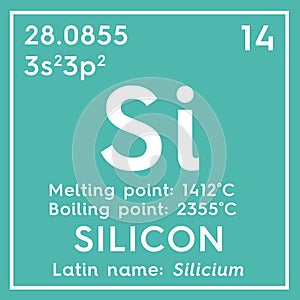 Silicon. Silicium. Metalloids. Chemical Element of Mendeleev\'s Periodic Table 3D illustration photo