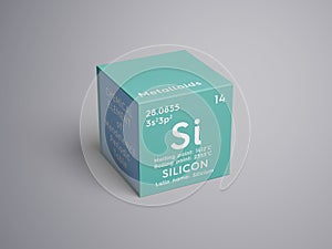 Silicon. Silicium. Metalloids. Chemical Element of Mendeleev\'s Periodic Table 3D illustration photo