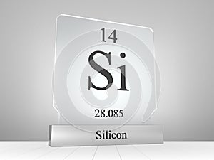 Silicon symbol on modern glass and metal icon