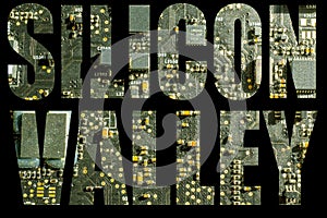 Silicon valley with circuit board background photo