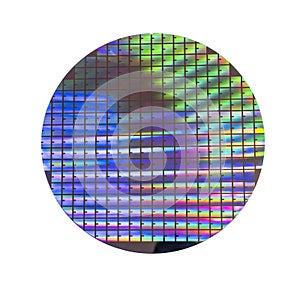 Silicon wafer with chips isolated on white
