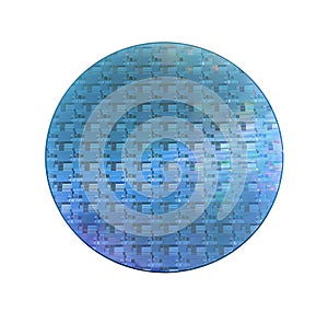 Silicon wafer with chips isolated on white