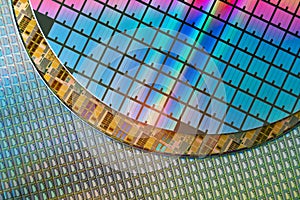 Silicon Wafers with microchips used in electronics