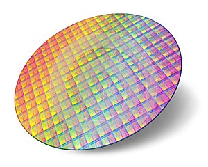 Silicon wafer with processor cores photo