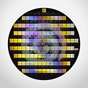 Silicon wafer with ready processors. Realistic illustration