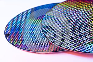 Silicon Wafers with microchips used in electronics