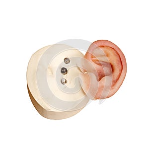 Silicone artificial human ear with magnetic locks