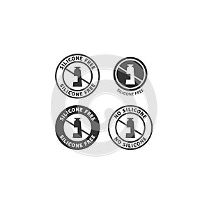 Silicone free black vector circle badge label.