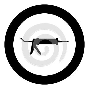 Silicone gun Caulking glue seal icon in circle round black color vector illustration image solid outline style