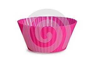 Silicone muffin baking cup isolated on white background. Reusable cupcake liner