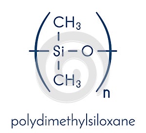Silicone oil polydimethylsiloxane, PDMS silicone polymer, chemical structure. Silicone oil and closely related substances are.