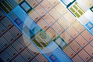 silicone wafer - closeup full-frame macro background for microelectronic chip manufacturing concept