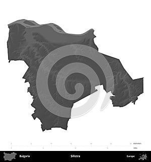 Silistra, Bulgaria, isolated on white. Grayscale