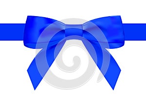 Silk blue ribbon with a beautiful knot on a white background. Can be used for the design of gifts, postcards, congratulations.