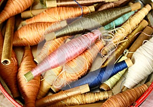 Silk bobbins with colorful