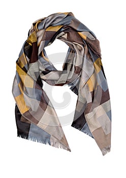 Silk brown and yellow scarf