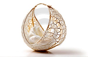 Silk cocoon, cut out on white background