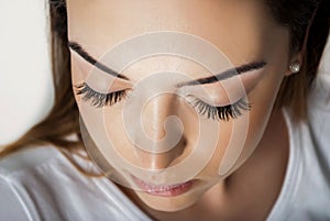 Silk Eyelash Extensions: Close-Up in Beauty Studio