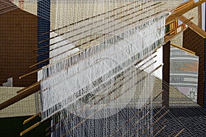 Silk fabric, hand weaving yarn process in Thailand