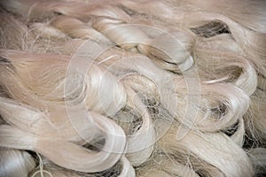 Silk fibres close-up photo
