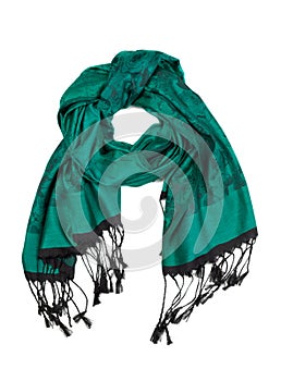 Silk green scarf, isolate