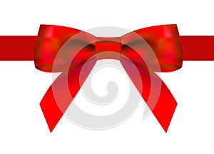 Silk red ribbon with a beautiful knot on a white background. Can be used for the design of gifts, postcards, congratulations.