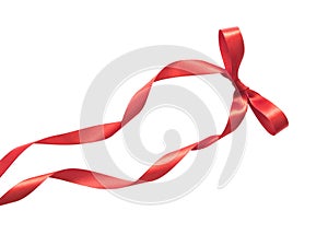 Silk red ribbon bow isolated on white background