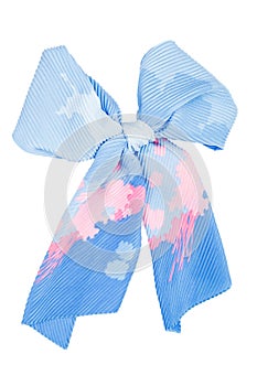 Silk scarf. Blue silk scarf folded like bowknot photo