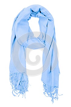 Silk scarf. Blue silk scarf isolated on white background