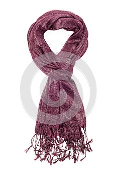 Silk scarf. Burgundy silk scarf isolated on white background