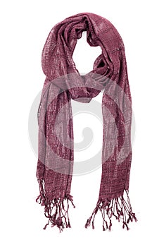 Silk scarf. Burgundy silk scarf isolated on white background