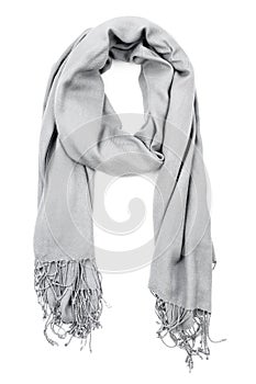 Silk scarf. Gray silk scarf isolated on white background