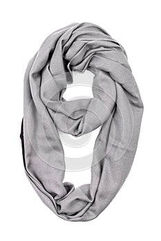 Silk scarf. Gray silk scarf isolated on white background