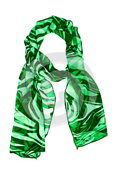 Silk scarf. Green silk scarf isolated on white background
