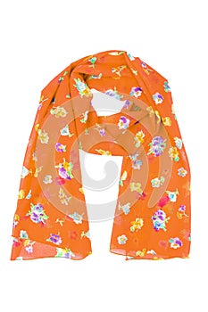 Silk scarf. Orange silk scarf isolated on white background