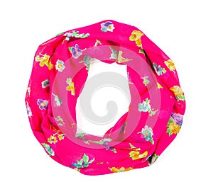 Silk scarf. Pink silk scarf isolated on white background