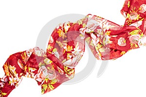 Silk scarf. Red silk scarf isolated on white background