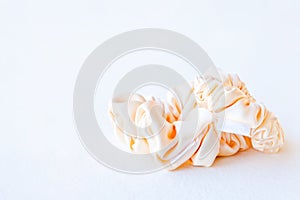silk Scrunchy isolated on white background. Hairdressing tool of Colorful Elastic Hair Band, Bobble Scrunchie Hairband